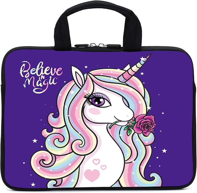 Laptop Sleeve Case 11.6" 12.1 Inch Neoprene Laptop Sleeve/Notebook Computer Pocket Case/Chromebook Case/Tablet Briefcase Carrying Bag Compatible For Men， Women ，boys， girls (cute unicorn)