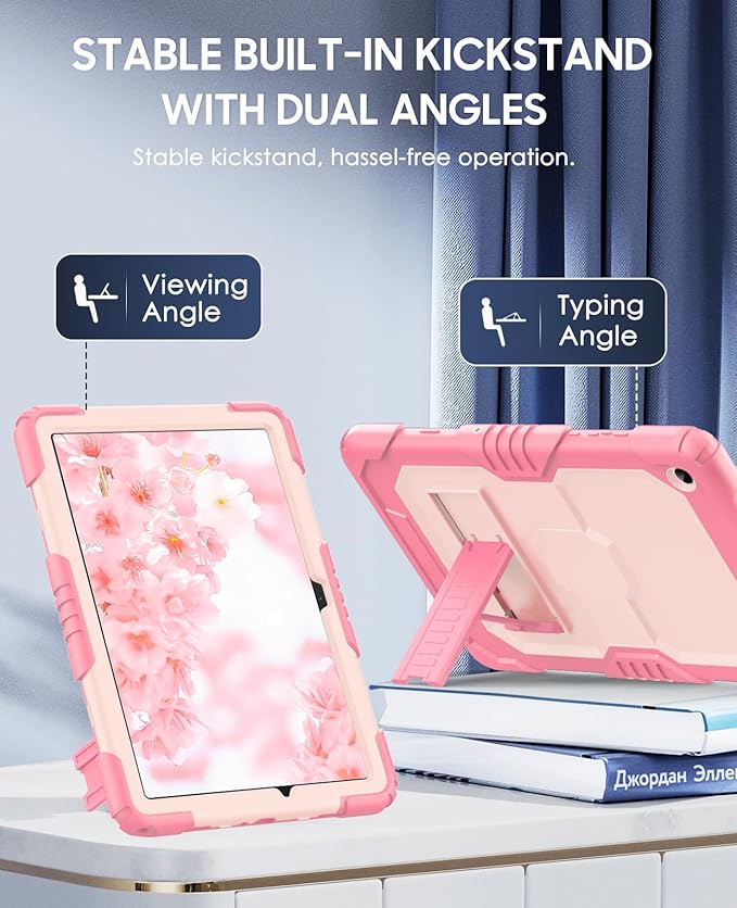 OKP Case for New Samsung Galaxy Tab A9+/ A9 Plus 11 Inch 2023 (SM-X210/X216/X218), Heavy Duty Shockproof Rugged 11" Galaxy A9+ Tablet Protective Cover with Stand for Kids Boys Girls, Pink+Light Pink