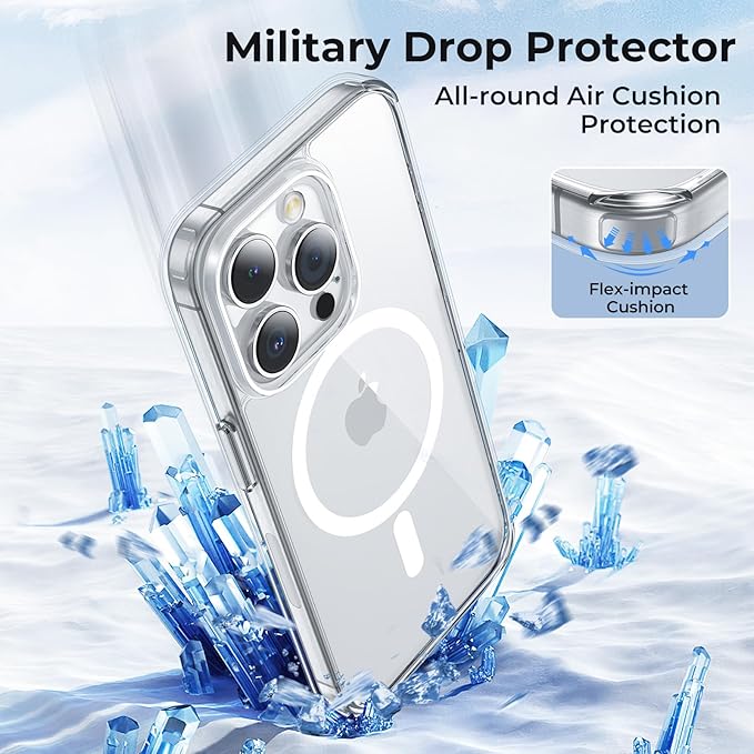 UNBREAKcable for iPhone 15 Pro Case, Compatible with MagSafe,Scratch Resistant for iPhone 15Pro, Anti Yellowing,Shockproof Protective Transparent Magnetic Clear 6.1" Case