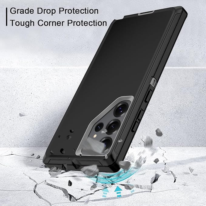 for Samsung Galaxy S25 Ultra Case Heavy Duty Protective Case Shockproof Dropproof 3-Layer Full Body Protection [Without Screen Protector] Tough Rugged Case for Galaxy S25 Ultra,Black/Grey
