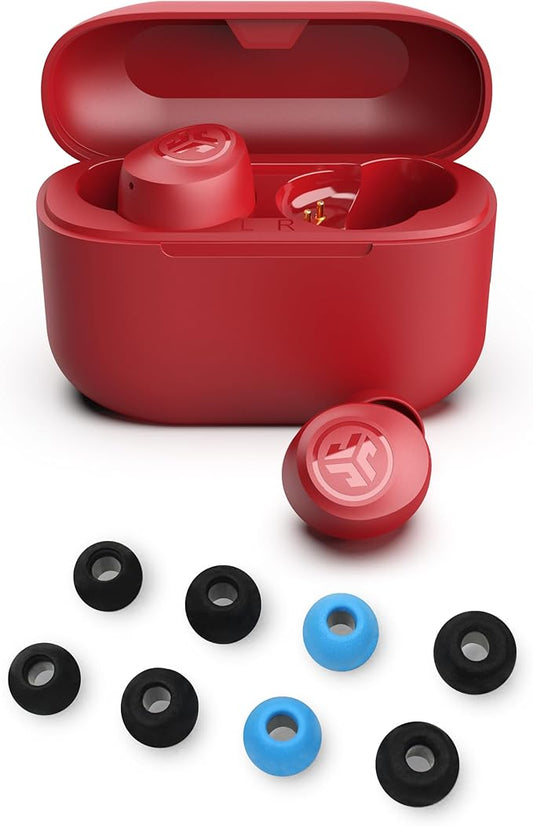 JLab Go Air Pop+ True Wireless Bluetooth Earbuds in Rose Plus Cloud Foam Mnemonic Earbud Tips