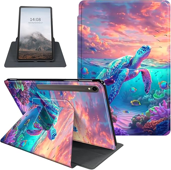 Case for Samsung Galaxy Tab S10 FE / S9 FE 5G 10.9 inch & Tab S9 11 inch, PU Leather 360° Rotating Stand Cover, Auto Sleep/Wake, Folio Smart Protective Cover, Sea Turtle 2