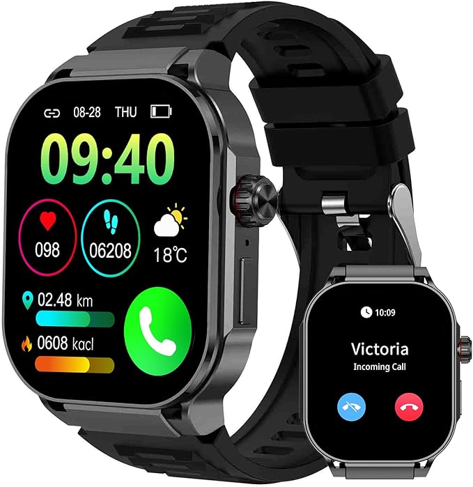 Smart Watch(Answer/Dial Calls), 2.06" AMOLED Screen Smartwatch for Men, Fitness Tracker with 120+Sports Modes, AI Voice,Heart Rate,Blood Oxygen,IP67 Waterproof Smart Watch for Android iOS Phones
