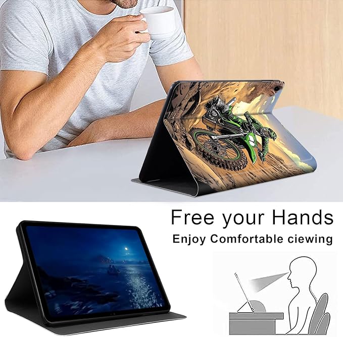 Case for Samsung Galaxy Tab A9+/A9 Plus 11” 2023 Model (SM-X210/X216/X218), Slim PU Leather Stand Cover with Auto Wake/Sleep, Multi-Angle Viewing & Shockproof, Dirt Bike