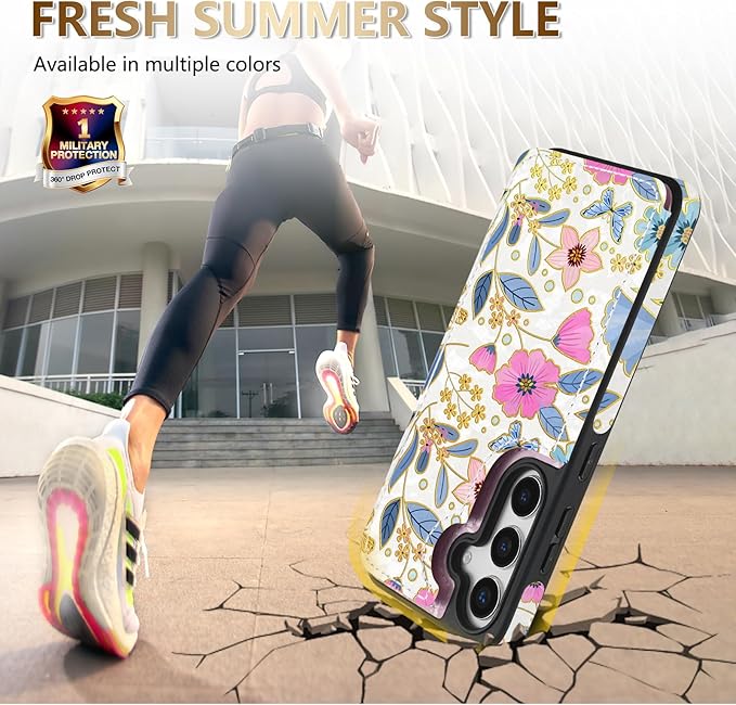 NNH Compatible with Samsung Galaxy S25 Plus Wallet Case with RFID Blocking Card Slots Folio Flip PU Leather Double Magnetic Clasp Design Cover for Galaxy S25+(6.7 inch-Colorful Butterfly Flowers)