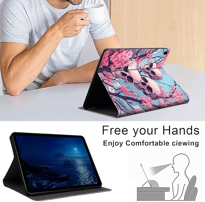 Case for Samsung Galaxy Tab A9+/A9 Plus 11” 2023 Model (SM-X210/X216/X218), Slim PU Leather Stand Cover with Auto Wake/Sleep, Multi-Angle Viewing & Shockproof, Three Skulls