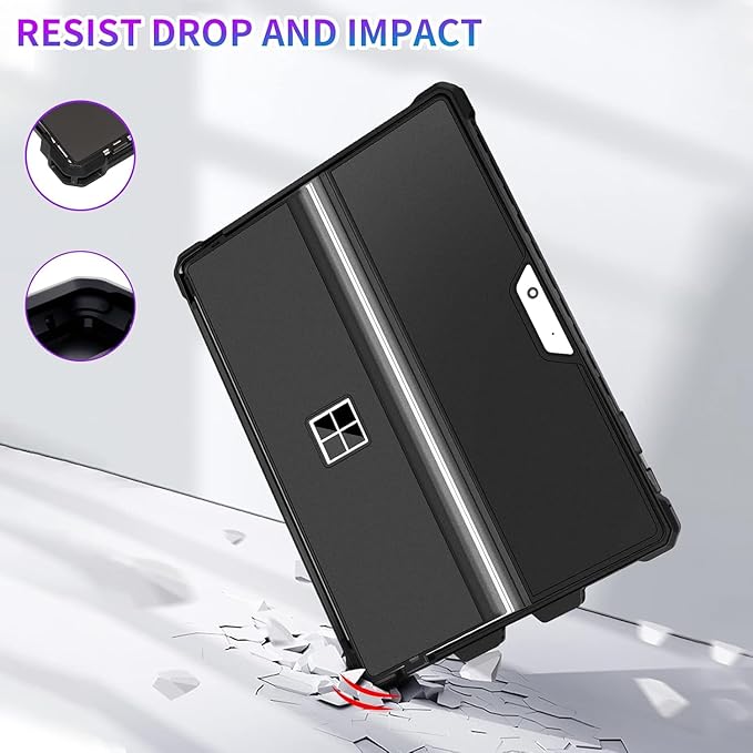 Case Fit 12.3" Microsoft Surface Pro 7 Plus/7/6/5/4/LTE, Protective Rugged Cover Case, with Stylus Pen Holder, Compatible with Type Cover Keyboard