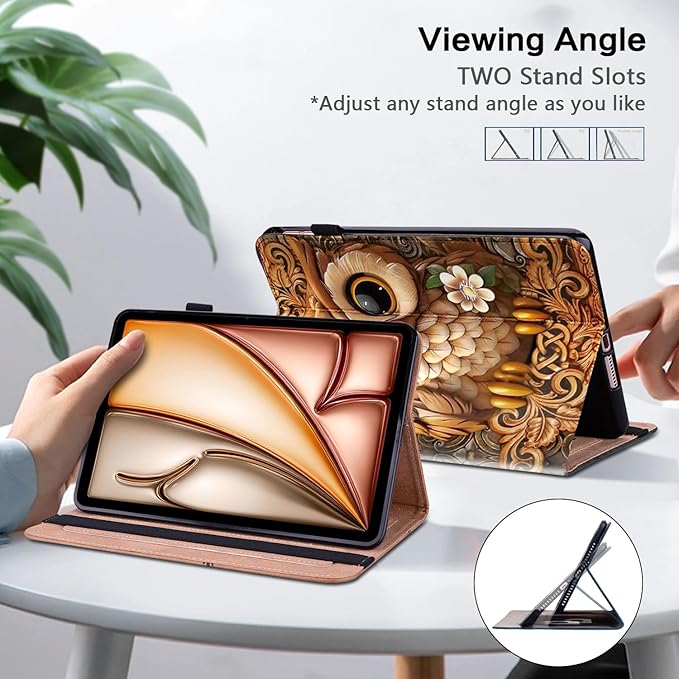 Case for Lenovo Tab M11 (TB330FU/TB330XU) 11 inch 2024,PU Leather Stand Flip Cover with Card Solts Elastic Band for Lenovo Tab M11 Tablet - Brown Owl