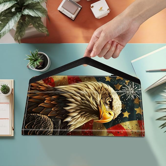 Case for Samsung Galaxy Tab S9 FE 5G 10.9 Inch/Galaxy Tab S9 11 Inch 2023,Card Slot PU Leather TPU Case Pen Holder Auto Wake Sleep,Eagle American Flag