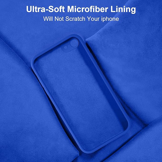 Vooii for iPhone SE Case 2022/3rd/2020,iPhone 8/7 Case, Upgraded Liquid Silicone with [Flat Edges] [Camera Protection] [Soft Anti-Scratch Microfiber Lining] Phone Case for iPhone SE - Klein Blue