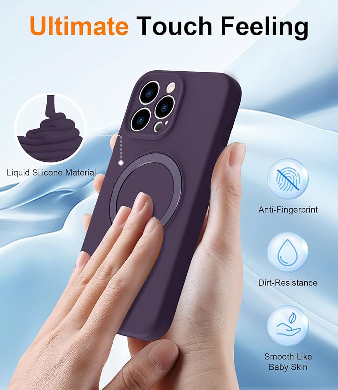 ZHK Liquid Silicone Designed for iPhone 16 pro max Case with Magnet Stand, [Precise Camera Lens Protection][Mil-Grade Drop Shockproof][Soft Anti-Scratch Microfiber Lining] Slim Fit Cover, Purple