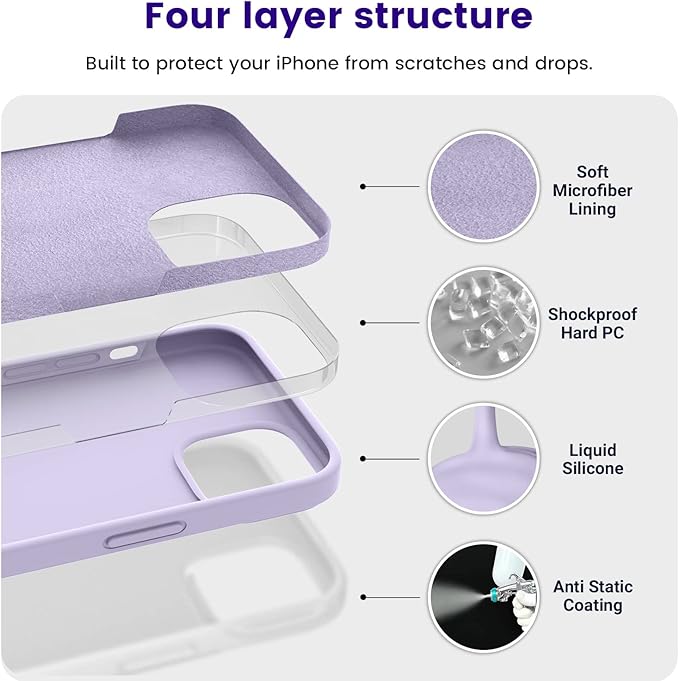 OTOFLY Designed for iPhone 14 Case, Silicone Shockproof Slim Thin Phone Case for iPhone 14 6.1 inch (Cloud Mauve)