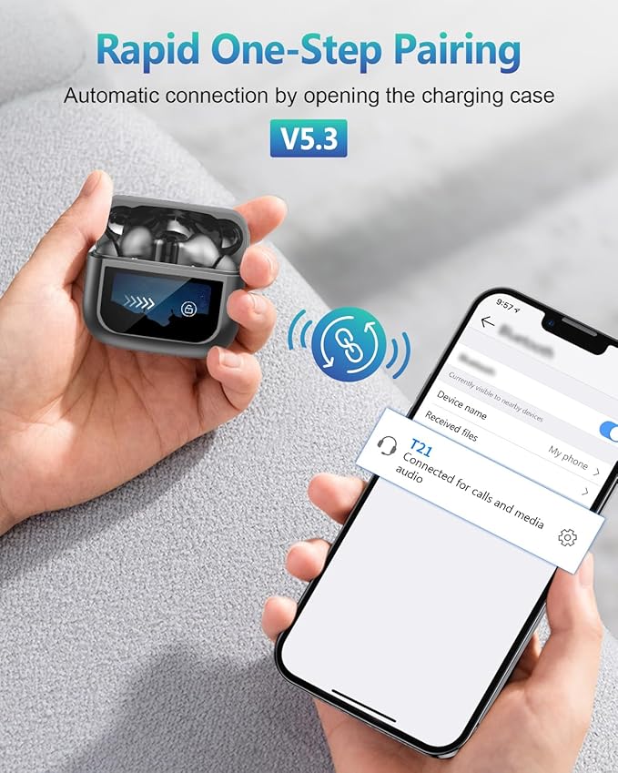 Wireless Earbuds Bluetooth Headphones, Ear Buds with Touch Screen, ANC ENC Noise Cancelling Transparency Mode, 40H Stereo Deep Bass, IPX7 Waterproof, Clear Calls, 5 EQ for iOS Android (Darkgray)