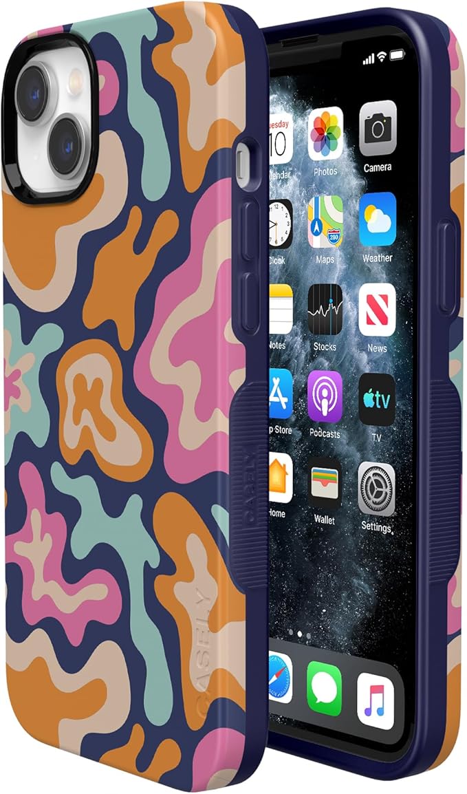 Casely iPhone 14 Case | Midnight Color Splash | Abstract Retro | Compatible with MagSafe | Bold Protective Design