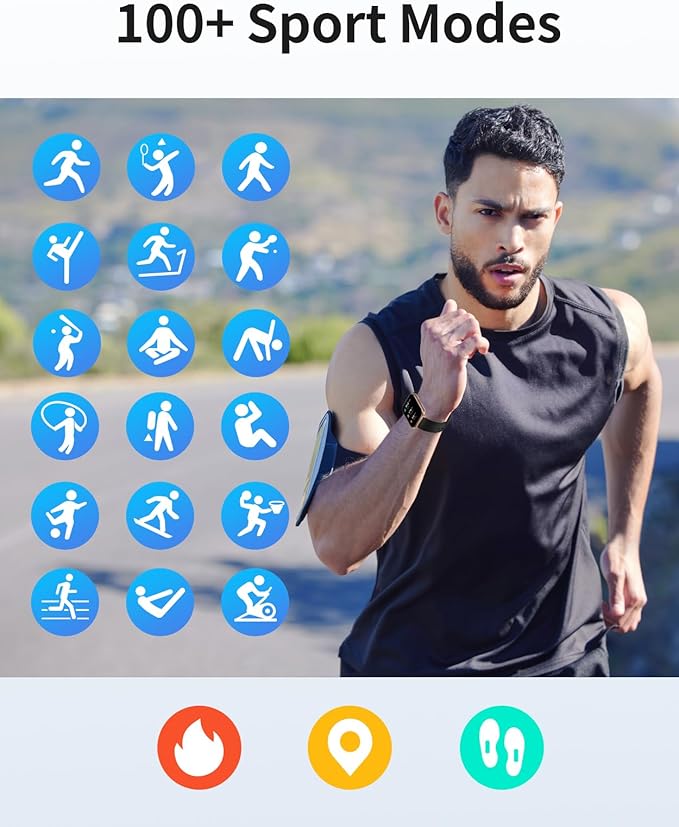 RUIMEN Smart Watches for Men Women (Answer/Make Calls, 2 Bands Included), 1.8" Smartwatch for iOS/Android Phones, Fitness Tracker Heart Rate/Sleep Monitor Digital Watch Waterproof (Black/Copper)