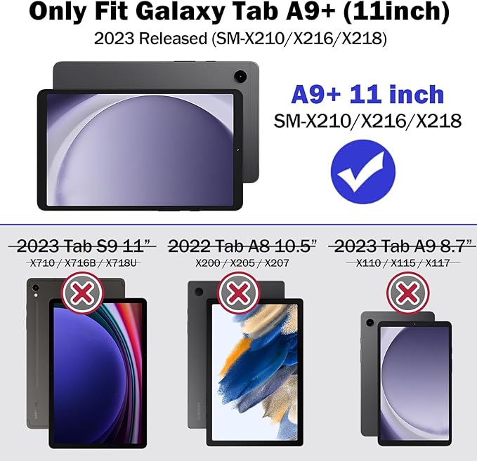 Grifobes for Samsung Galaxy Tab A9 Plus 11 Inch 2023 Cases, Heavy Duty Shockproof Rugged Cover for New Samsung Tablet A9+ 11" Case (SM-X210/X216/X218) with Kickstand for Kids, Dark Green