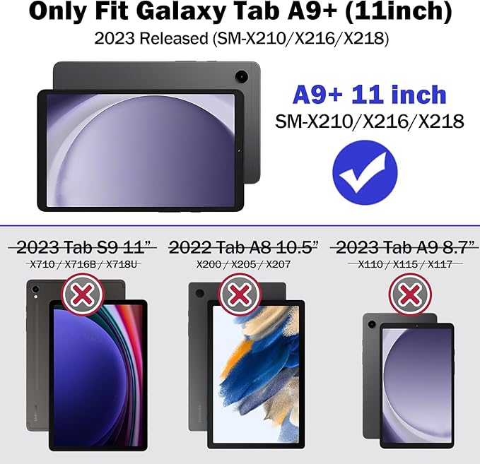 Grifobes for Samsung Galaxy Tab A9 Plus 11 Inch 2023 Cases, Heavy Duty Shockproof Rugged Cover for Samsung Tablet A9+ 11" Case (SM-X210/X216/X218) with Kickstand for Kids, Black+Red
