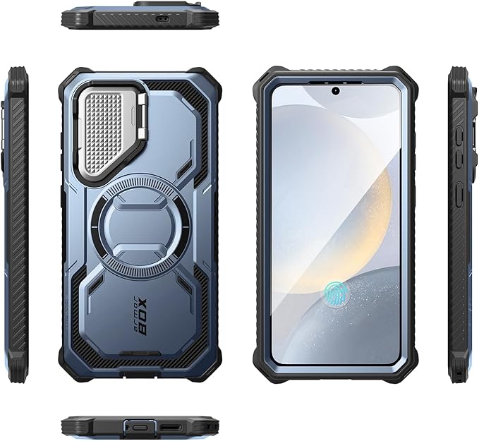 i-Blason for Samsung Galaxy S25 Case with Camera Cover Stand [MagSafe Compatible] [Built-in Screen Protector] Full-Body Military-Grade Protection Rugged Magnetic Phone Case for S25 6.2'', Blue