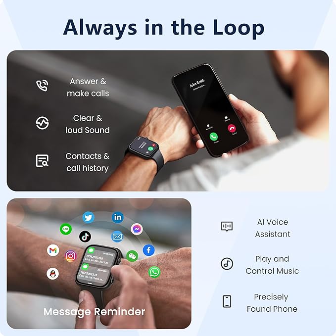 Smart Watch for Men Women [46mm], Bluetooth Call, Sleep & Stress Tracking, 120+ Sports Modes, GPS Activity Tracker, Water Resistant (Black)