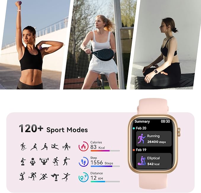 Smart Watch for Men Women, 1.83" Fitness Watch (Answer/Make Call), Smartwatch with Heart Rate/Blood Pressure, Sleep Tracker, Pedometer, 120+ Sport Modes,IP68 Waterproof Fitness Tracker for Android IOS