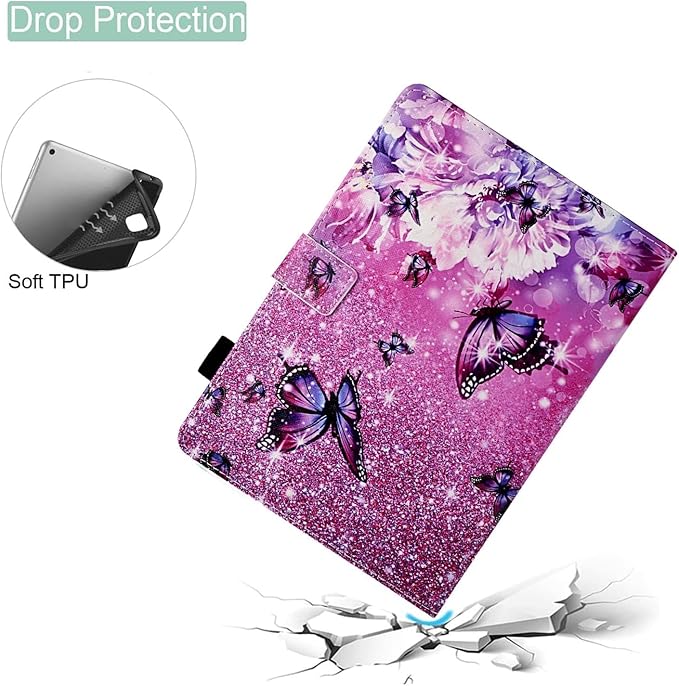 Case for Samsung Galaxy Tab A9+/A9 Plus 11 inch 2023 2024(SM-X210/X216/X218),PU Leather Multi Angle Stand Cover Slim Folio Protective Case for Galaxy Tab A9 Plus, Auto Wake/Sleep,Butterfly