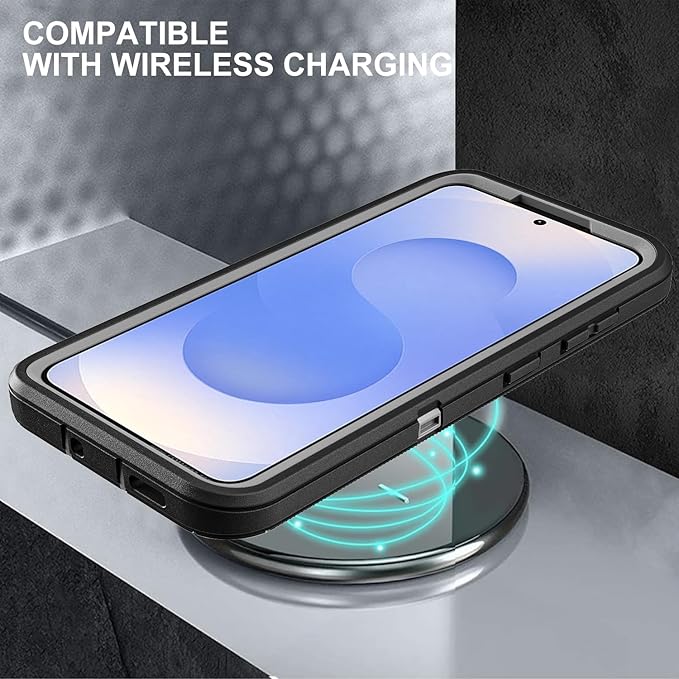 for Samsung Galaxy S25 Case, ONLY, [NOT FIT Galaxy S25 Edge/S25 Plus/S25 Ultra], Military Grade Case with 2Pcs Tempered Glass Screen Protector & 1Pcs Camera Lens Protector (Black/Grey)