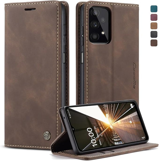 for Samsung Galaxy A32 5G Case, Flip Wallet Leather Case with Card Holder Magnetic Closure Shockproof Kickstand Protective Phone Cases Cover for Samsung A32 5G,Coffee
