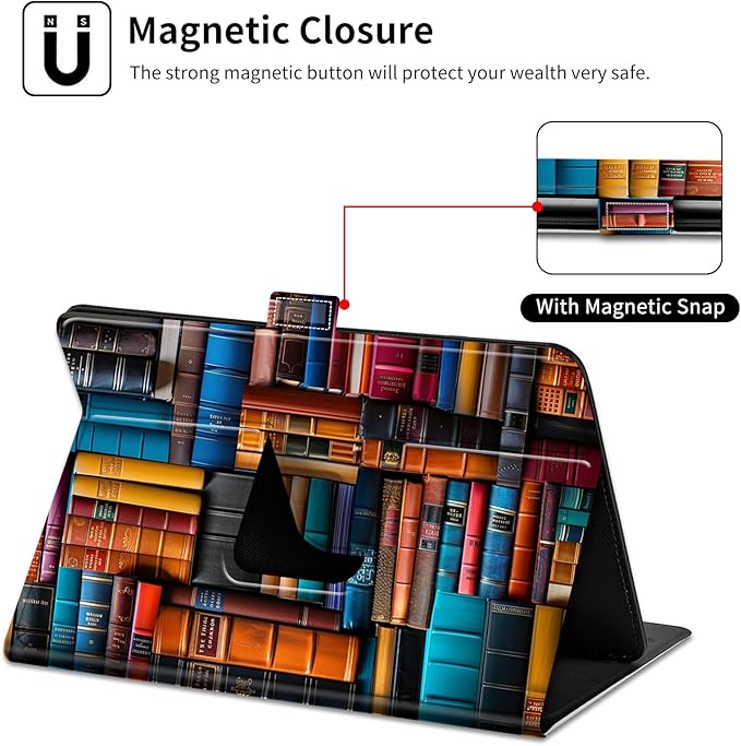 for Lenovo Tab M9 Case,9 inch Tablet Cover, Magnetic Closure Travel Portable Protective Case with 360 Degree Rotating Stand for Lenovo Tab M9 TB-310FU 2023-Vintage Book
