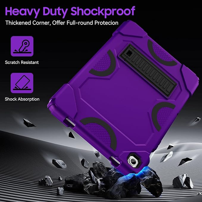 Case for Samsung Galaxy Tab A9+ 11 Inch 2023 Model (X210/X216/X218), Heavy Duty Shockproof Rugged Protective Case for Galaxy Tab A9 Plus Tablet (Dark Purple+Black)