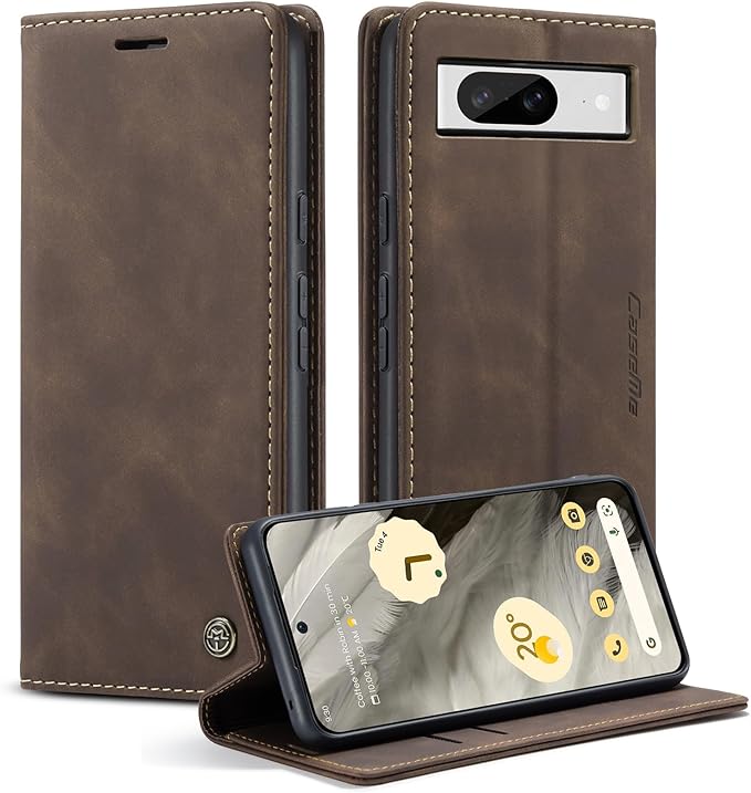 for Google 8 Case, Flip Wallet Leather Case with Card Holder Magnetic Closure Shockproof Kickstand Protective Phone Cases Cover for Google 8,Coffee