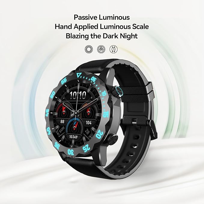 KAVVO Oyster Urban Smart Watch for Men, 46mm Fitness Smartwatch with Blood Oxygen Heart Rate Sleep Monitor, Multiple Sports Modes Tracker for Android iOS Phones (Cool Black)