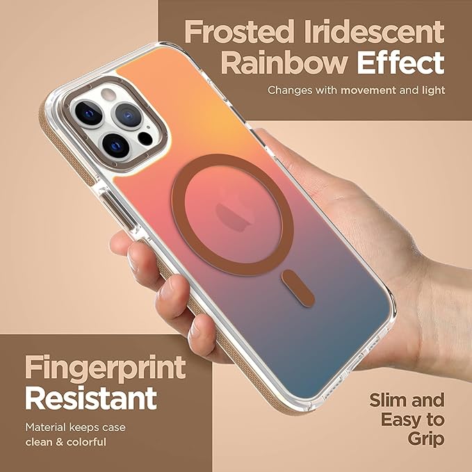 MOWIME Magnetic Case for iPhone 12 Pro Max [Compatible with Magsafe] [Cute Fashion Fluorescent Design] [1 Screen Protector] Slim Translucent Matte Case for iPhone 12 Pro Max 6.7" 2020, Desert