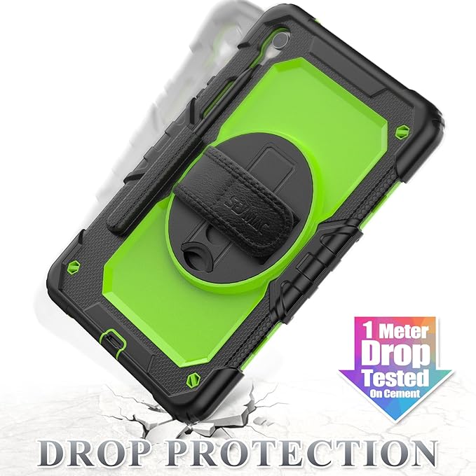 SEYMAC stock Case for Samsung Galaxy Tab S10 Lite / S10 FE / S9 FE 5G / S9 Tablet Case 10.9''/ 11'' Protective with Screen Protector, Pen Holder, 360 Rotate Stand, Hand Strap, Shoulder Strap, Green1