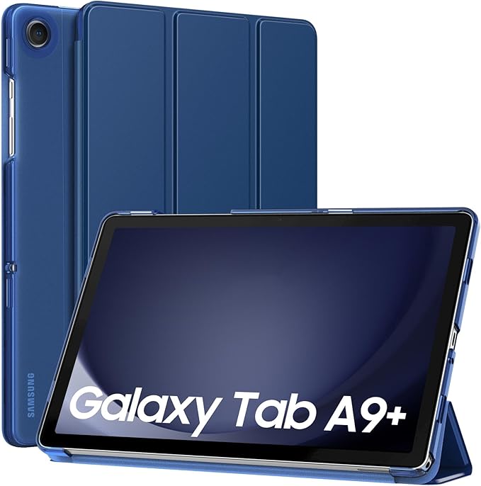 MoKo Case for Galaxy Tab A9 Plus 11 inch 2023, Slim Stand Protective Smart Cover with Hard PC Translucent Back Shell for Tab A9 Plus Tablet (SM-X210/X216/X218), Auto Wake/Sleep, Navy Blue
