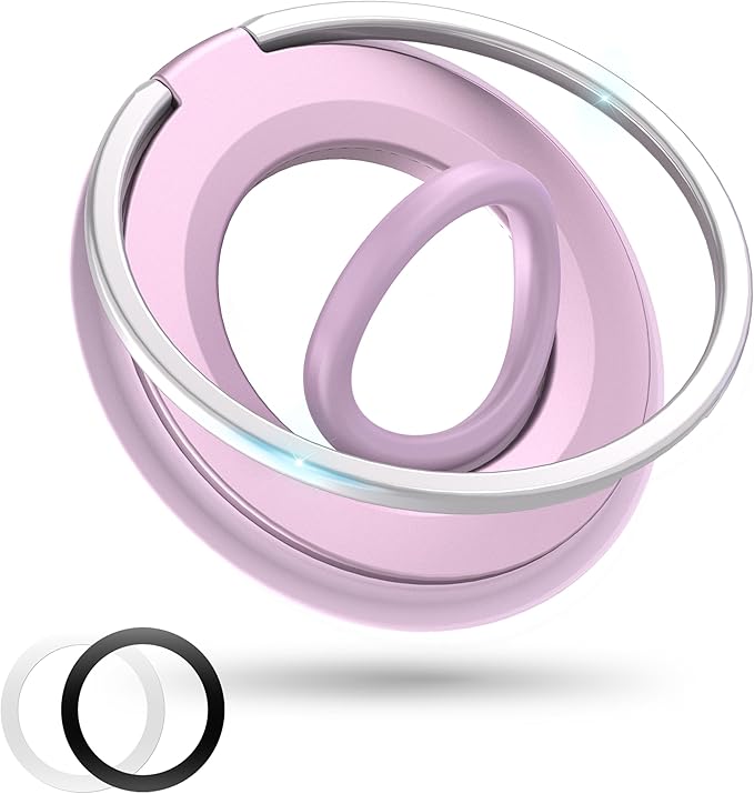 [2025 Newest] Magnetic Phone Grip for MagSafe Ring Holder, Magnet Phone Grip Stand Finger Kickstand Two-Sided Magnetic Compatible with iPhone 17 Pro/Max 16 15 14 13 12 11 Plus&Android (Pink)
