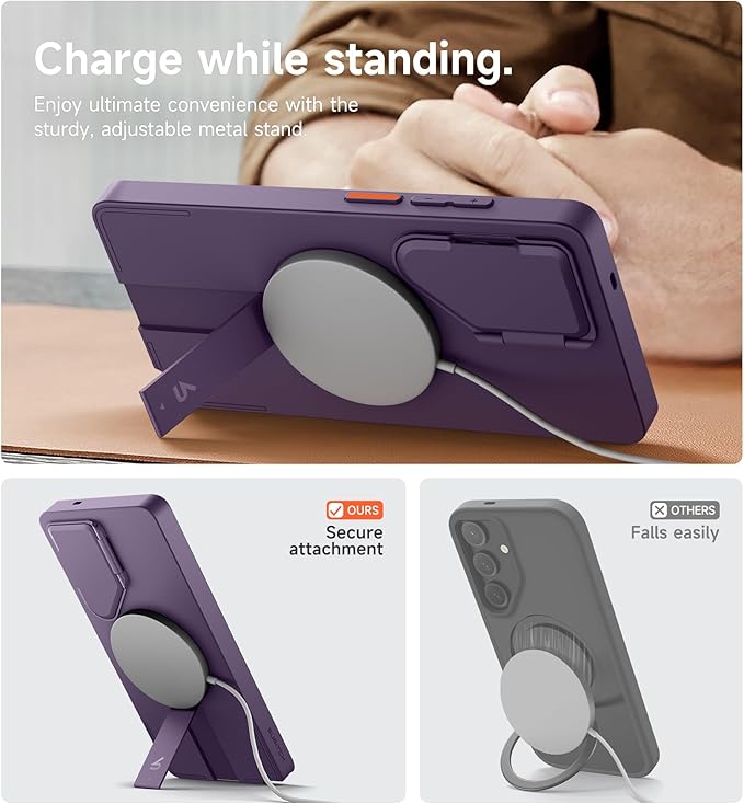 SURITCH for Samsung Galaxy S25 Ultra Phone Case, Magnetic Protective Cover with Camera Cover & Adjustable Metal Kickstand for Galaxy S25 Ultra (2025)-Dark Purple