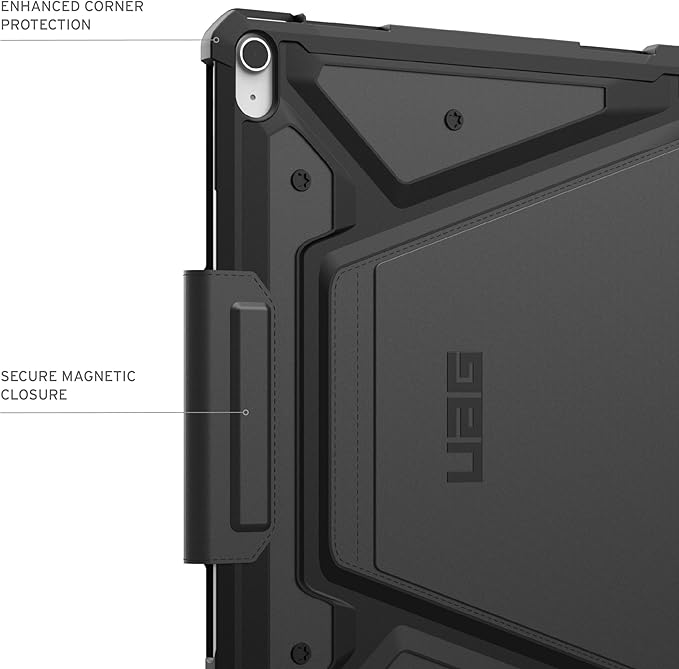URBAN ARMOR GEAR UAG Designed for iPad Air 13" Case (1st/2nd Gen 2024-2025) M3 A3268 A3269 - Rugged Multi-Angle Viewing Folio Protective Cover w/Pencil Holder & Adjustable Stand, Metropolis SE Black