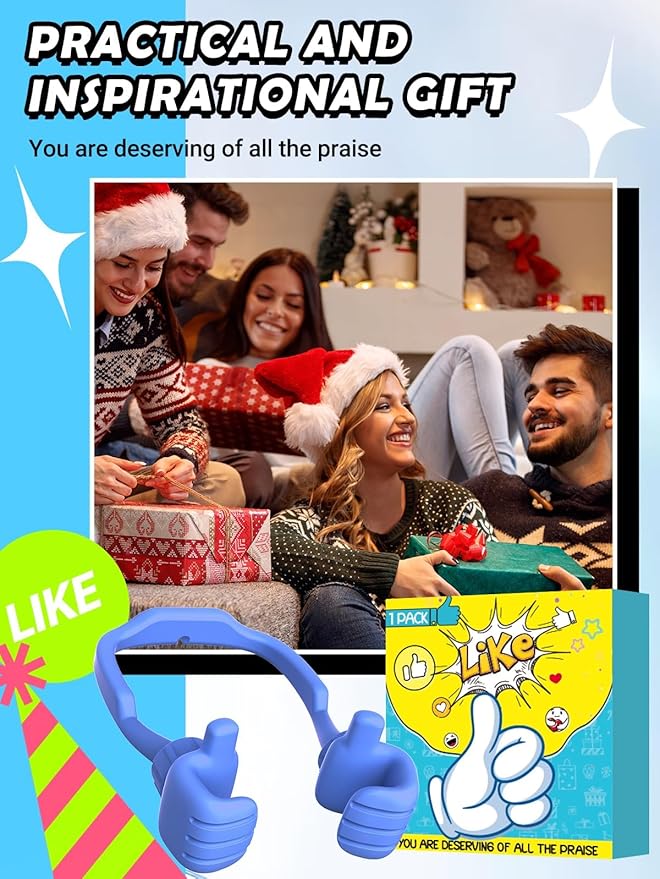 Stocking Stuffers for Teens Boys Girls Adults Cell Phone Stand Patented 2 Pack Thumbs Up Lazy Phone Holder for iPhone Cellphone Stand for Desk Fun Birthday Gifts for Kids Men Women Wife