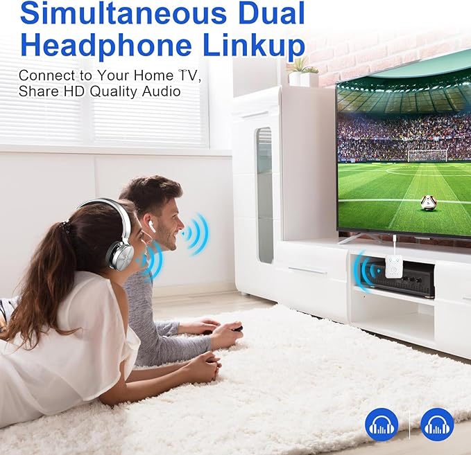 Premium Bluetooth 5.4 Transmitter, Airplane Wireless Adapter, Supports 2 AirPods/Headphones, Bluetooth Transmitter for TV, Airplane, Gym, with aptX Adaptive & Low Latency