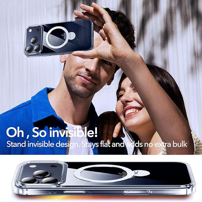 Anqrp 360° All-in-ONE Crystal Clear Case for iPhone 17 Pro with Rotatable Magnetic Stand, Compatible with Mag-Safe, Anti-Yellowing Transparent MIL-Grade Shockproof Phone Case Cover for iPhone 17 Pro