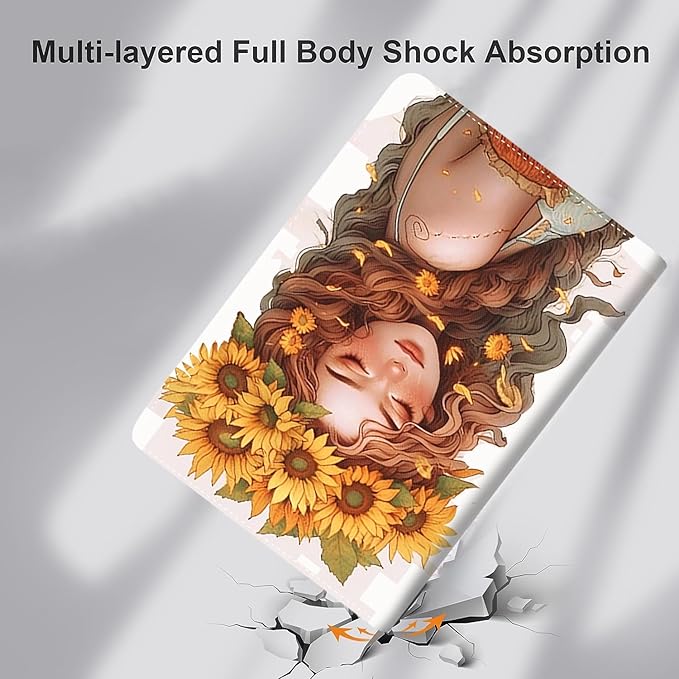Case for Samsung Galaxy Tab A9 Plus 11 inch 2023，Slim Fit Foldable Standing Cover Case with Auto Sleep/Wake for Galaxy Tab A9+ 11’2023 (SM-X210/X216/X218)，Girl with Sunflower