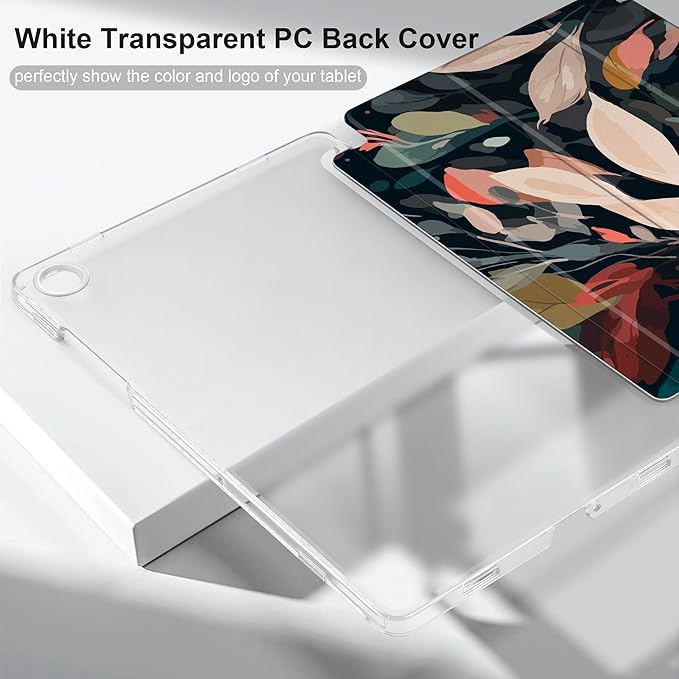 DONGKE Case for Samsung Galaxy Tab A9+/A9 Plus 11 inch 2024 2023 (SM-X210/X216/X218), Slim Stand Hard PC Translucent Back Shell Smart Cover, Auto Wake/Sleep - Painted Florals