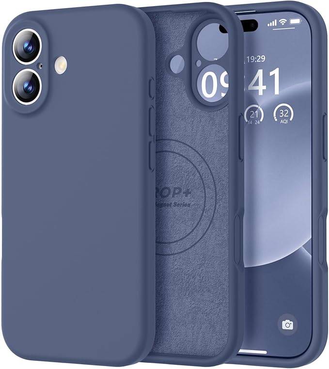 Vooii Magnetic Compatible with iPhone 17 Case (Compatible with Magsafe) (Upgraded Camera Protection) Liquid Silicone Shockproof Full Body Protective Phone Cover for Women Men, Navy Blue, 6.3"