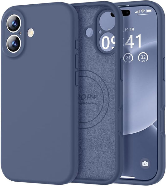 Vooii Magnetic Compatible with iPhone 17 Case (Compatible with Magsafe) (Upgraded Camera Protection) Liquid Silicone Shockproof Full Body Protective Phone Cover for Women Men, Navy Blue, 6.3"