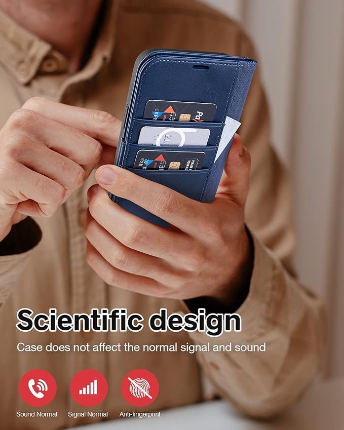 OCASE Retro Series Compatible with iPhone 14 Wallet Case with Card Holders [RFID Blocking][TPU Inner Shell ][Kickstand] PU Leather Flip Folio Shockproof Phone Cover 6.1 inch(Blue)