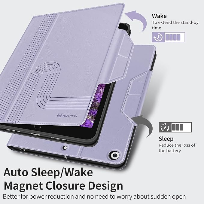 H HOLIMET Case for iPad 9th Generation 10.2 Inch 2021 iPad 8th 7th Generation 2020/2019 with Pencil Holder Vegan Leather Auto Sleep/Wake Smart Shockproof Protective Cover (Purple)