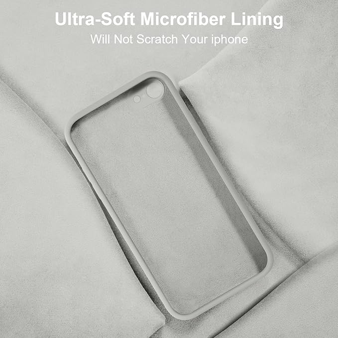 Vooii for iPhone SE Case 2022/3rd/2020,iPhone 8/7 Case, Upgraded Liquid Silicone with [Flat Edges] [Camera Protection] [Soft Anti-Scratch Microfiber Lining] Phone Case for iPhone SE - Stone