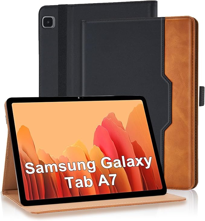 Tablet Case for Samsung Galaxy Tab A7 10.4 Inch 2020 (SM-T500/T505/T507) PU Leather Folio Flip Cover for Tab A7 SM T500 Multi-Angle Stand with Card Pocket ＆ Hand Starp,Black