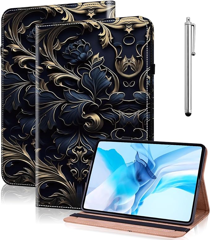Case for Lenovo Tab M11 (TB-330FU/330XU) 11" 2024, Premium PU Leather Flip Stand Case with Elastic Band/Card Slots/Pen Holder for Lenovo Tab M11 Tablet - Blue Flower
