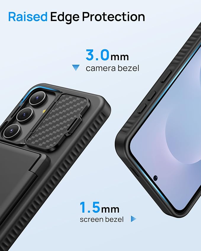 for Samsung Galaxy S25 FE Case Wallet, Built-in Stand & Card Holder & Camera Cover, Full Body Protective Rugged Multifunctional Wallet Kickstand Phone Cover Case for S25 FE 2025, Black